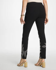 Black Floral Soutache Brigitte™ Slim Pull-On Ankle Pants