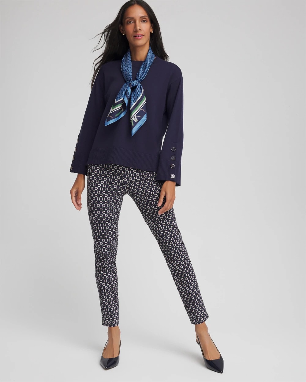 Passport Blue Brigitte™ Chain Connection Slim Ankle Pants