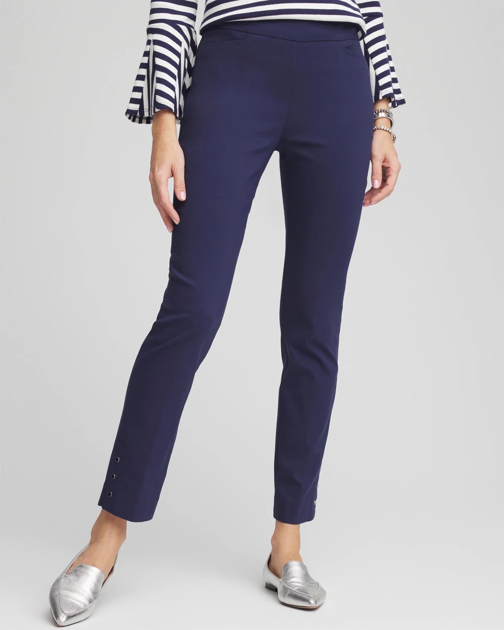 Passport Blue Brigitte™ Pull-On Slim Rivet Ankle Pants