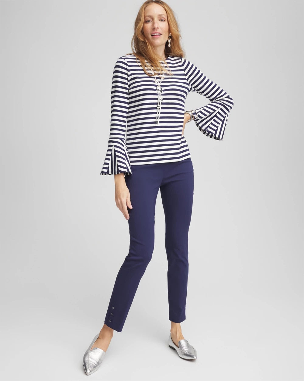 Passport Blue Brigitte™ Pull-On Slim Rivet Ankle Pants