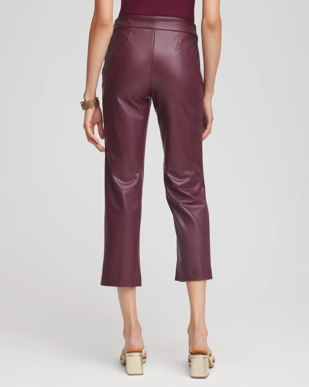 Blackened Burgundy Faux Leather Brigitte™ Pull-On Cropped Pants