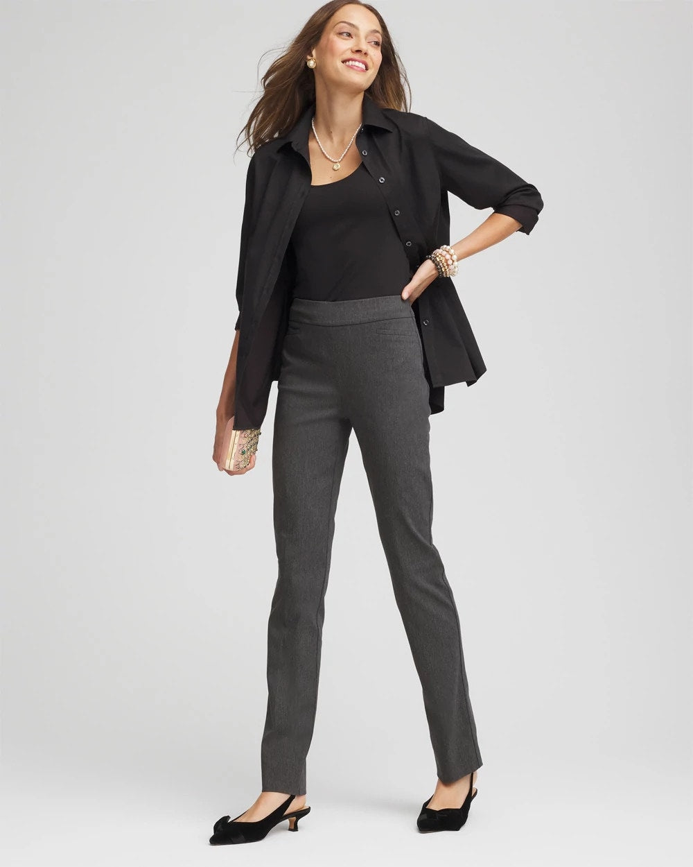 Graphite Heather Gray Brigitte™ Slim Full-Length Pants