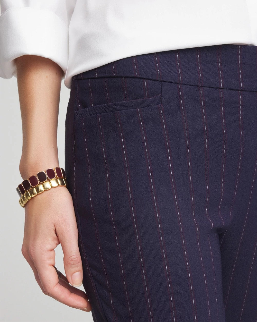 Passport Blue Shadow Stripe Brigitte™ Slim Pull-On Pants