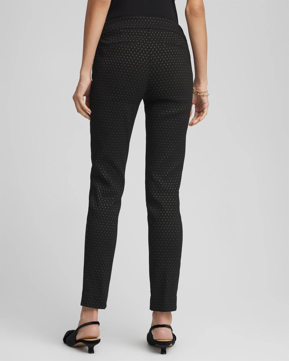 Black Brigitte™ Slim Ankle Jacquard Pants