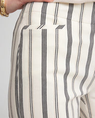 Ecru Brigitte™ Slub Striped Cropped Pants