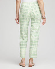Moroccan Mint Brigitte™ Wide Leg Plaid Cropped Pants