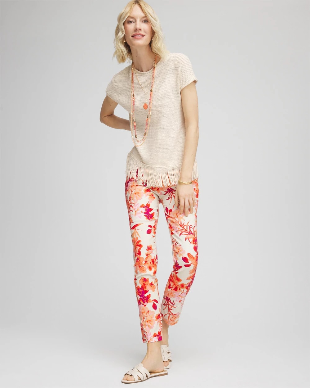 Sunset Peach Brigitte™ Slub Ankle Pants