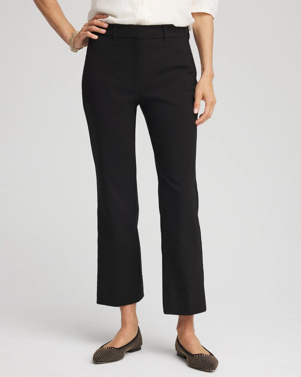 Black Emme Cropped Flared Pants