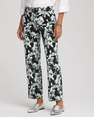 Black Floral Emme Straight Ankle Pants