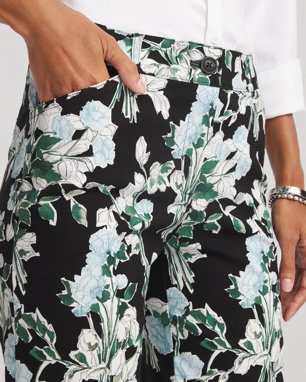 Black Floral Emme Straight Ankle Pants