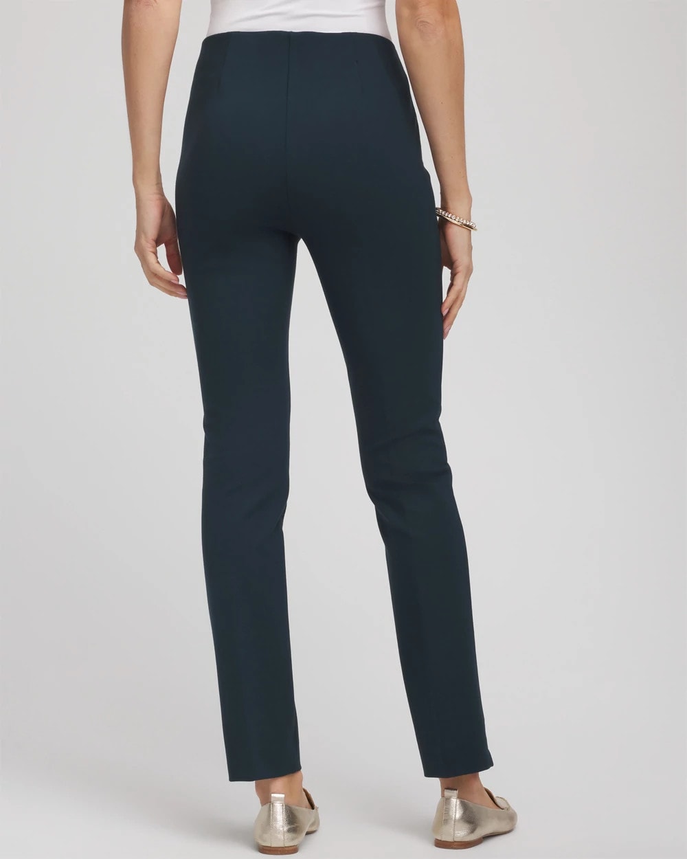 Teal Shadow Juliet Slim Trim Detail Ankle Pants