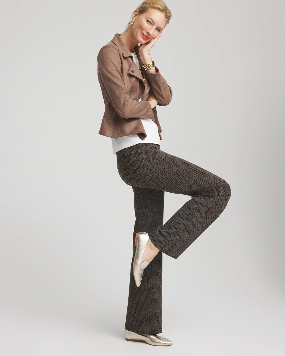 Black Juliet Jacquard Full-Length Ponte Pants