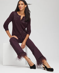 Night Bloom Juliet Feathered Flared Cropped Pants