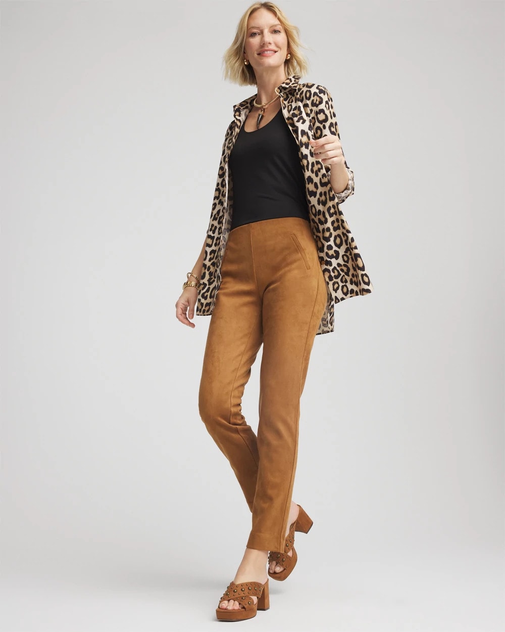 Burnt Sienna Faux Suede Juliet Slim Ankle Pants