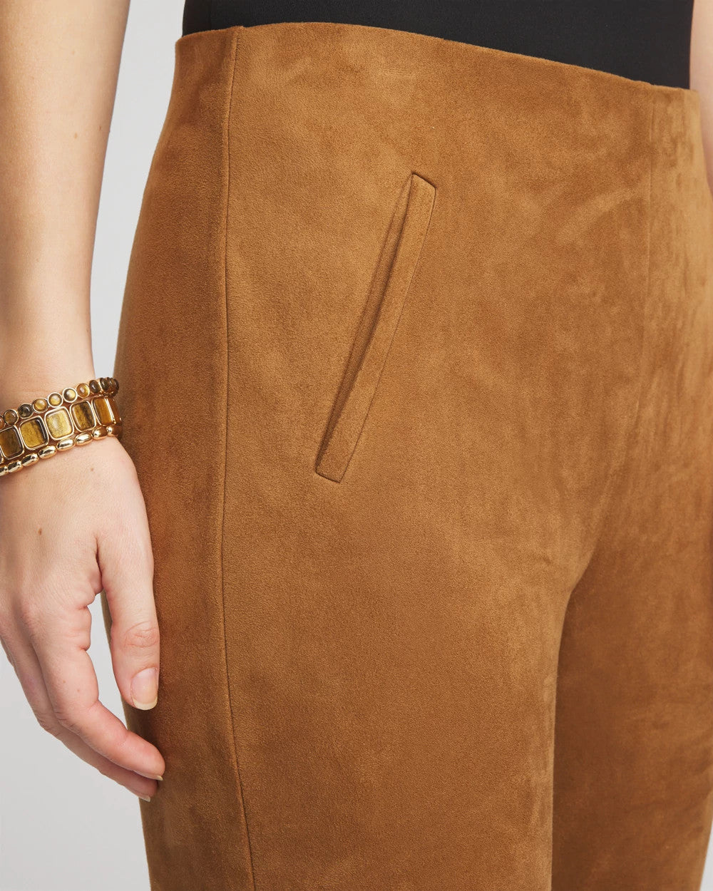 Burnt Sienna Faux Suede Juliet Slim Ankle Pants