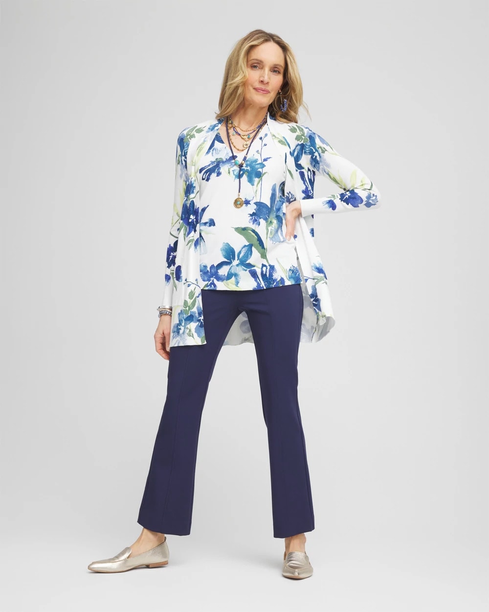 Passport Blue Lightweight Juliet Kick Flare Pants