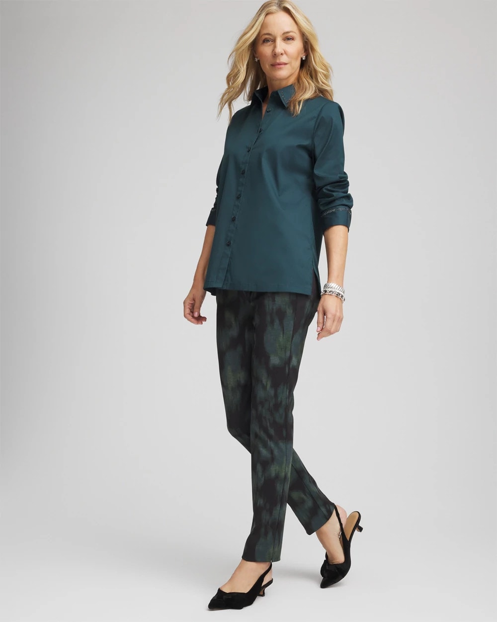 Black Brinkly Blur Juliet Slim Ankle Pants