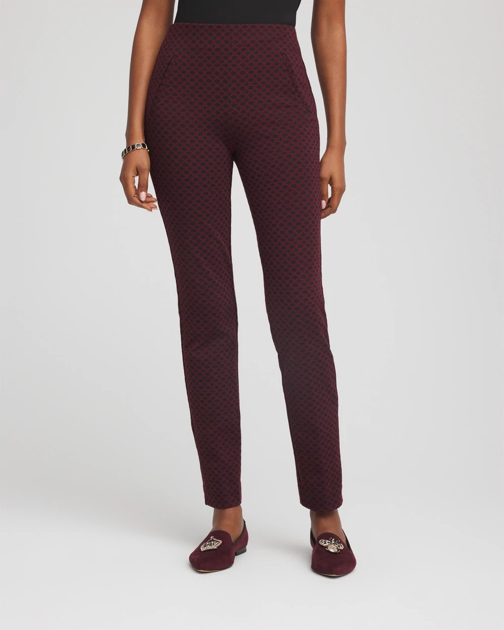 Black Circle Jacquard Juliet Slim Ankle Pants