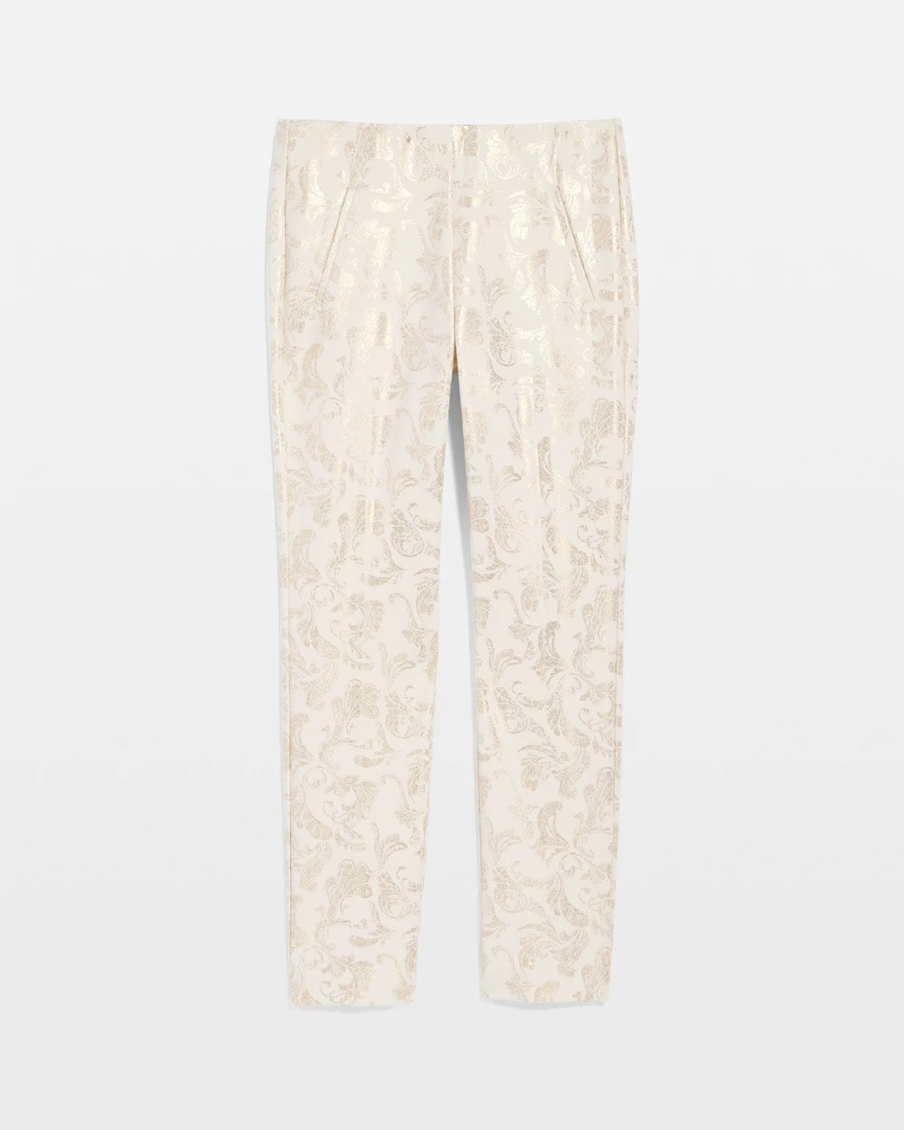 English Cream Juliet Golden Foiled Slim Ankle Pants