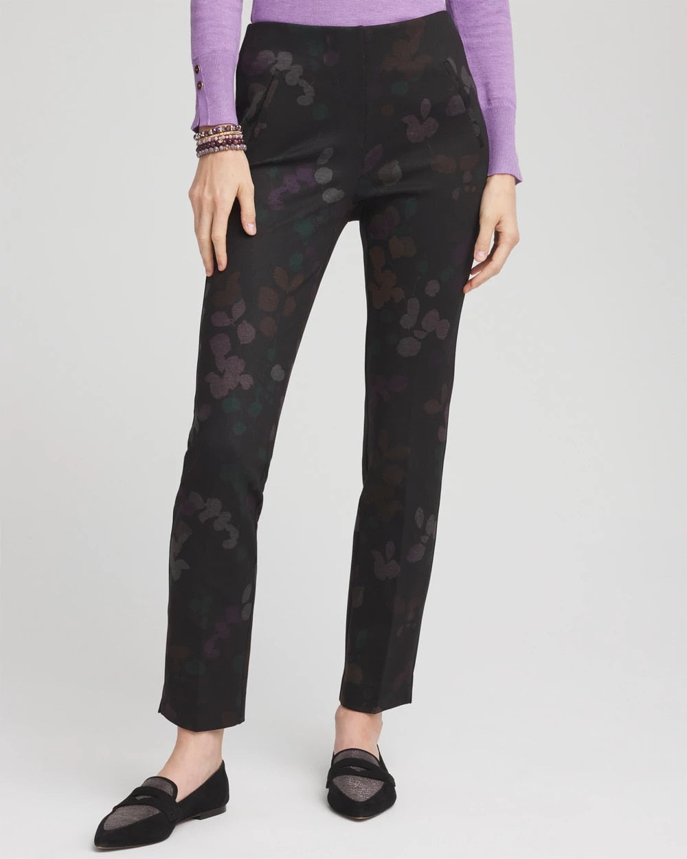 Black Juliet Floral Ankle Pants