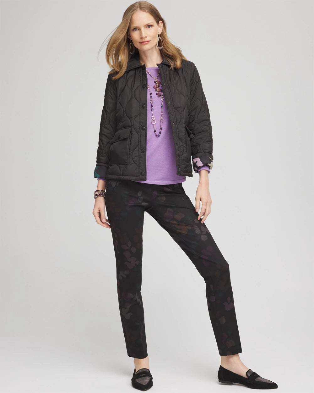 Black Juliet Floral Ankle Pants
