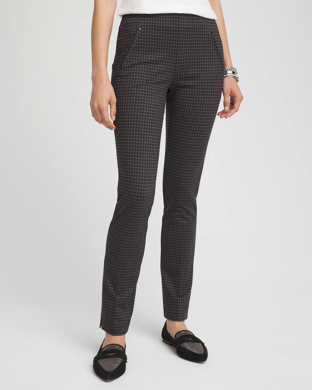 Black Juliet Tonal Check Ankle Pants