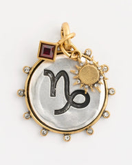 Mixed Metals Capricorn Zodiac Charm Pendant