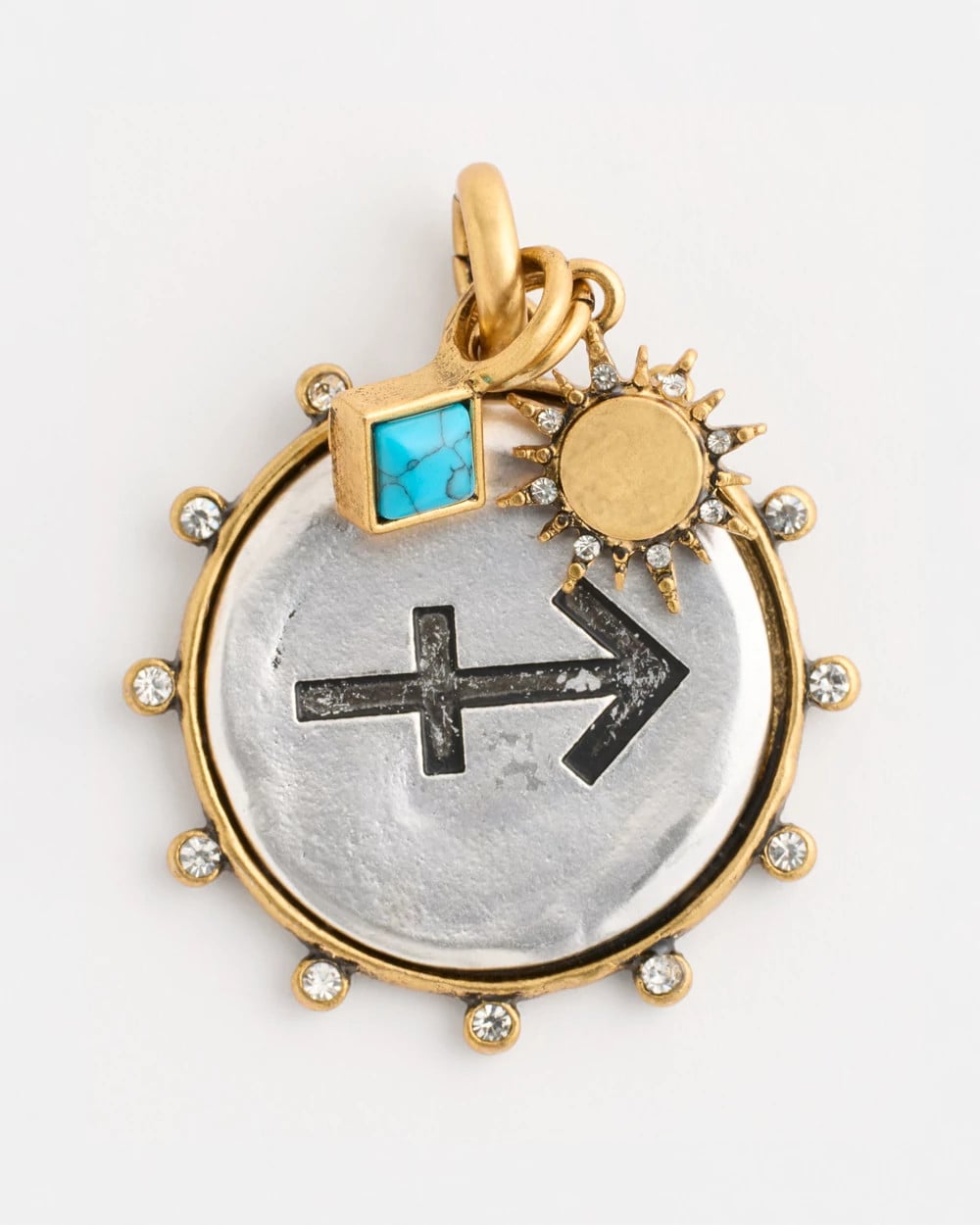 Mixed Metals Sagittarius Zodiac Charm Pendant