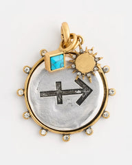 Mixed Metals Sagittarius Zodiac Charm Pendant
