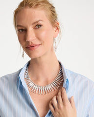 Silver Silvertone Fish Collar Necklace