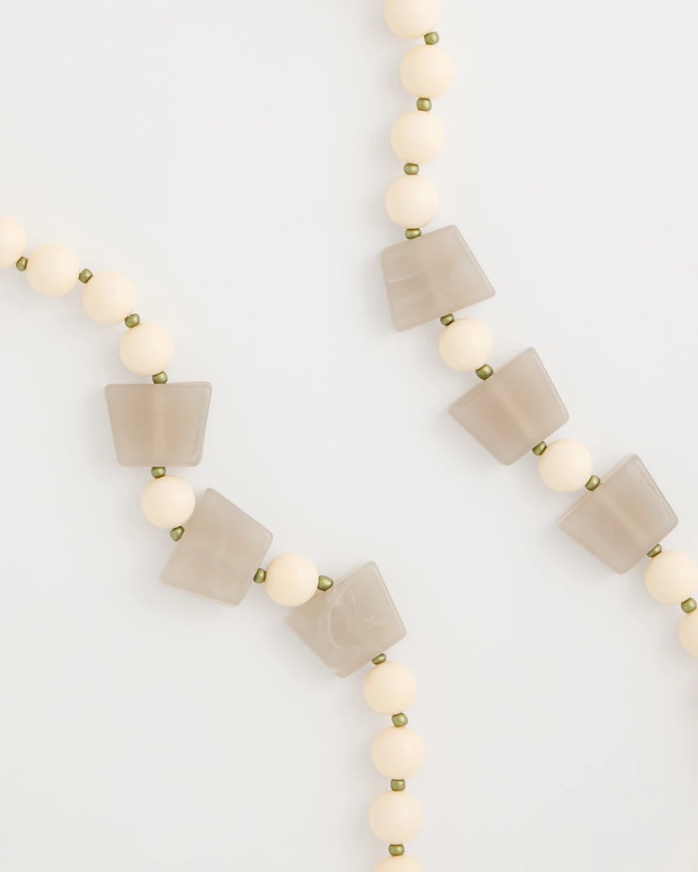 Neutral Long Geo Beaded Necklace