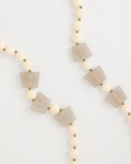 Neutral Long Geo Beaded Necklace