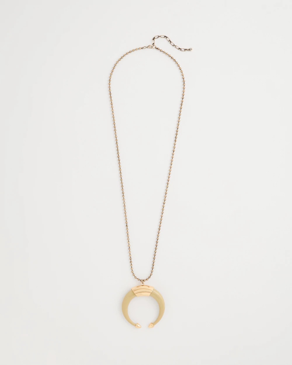 Neutral Long Horn Pendant Necklace