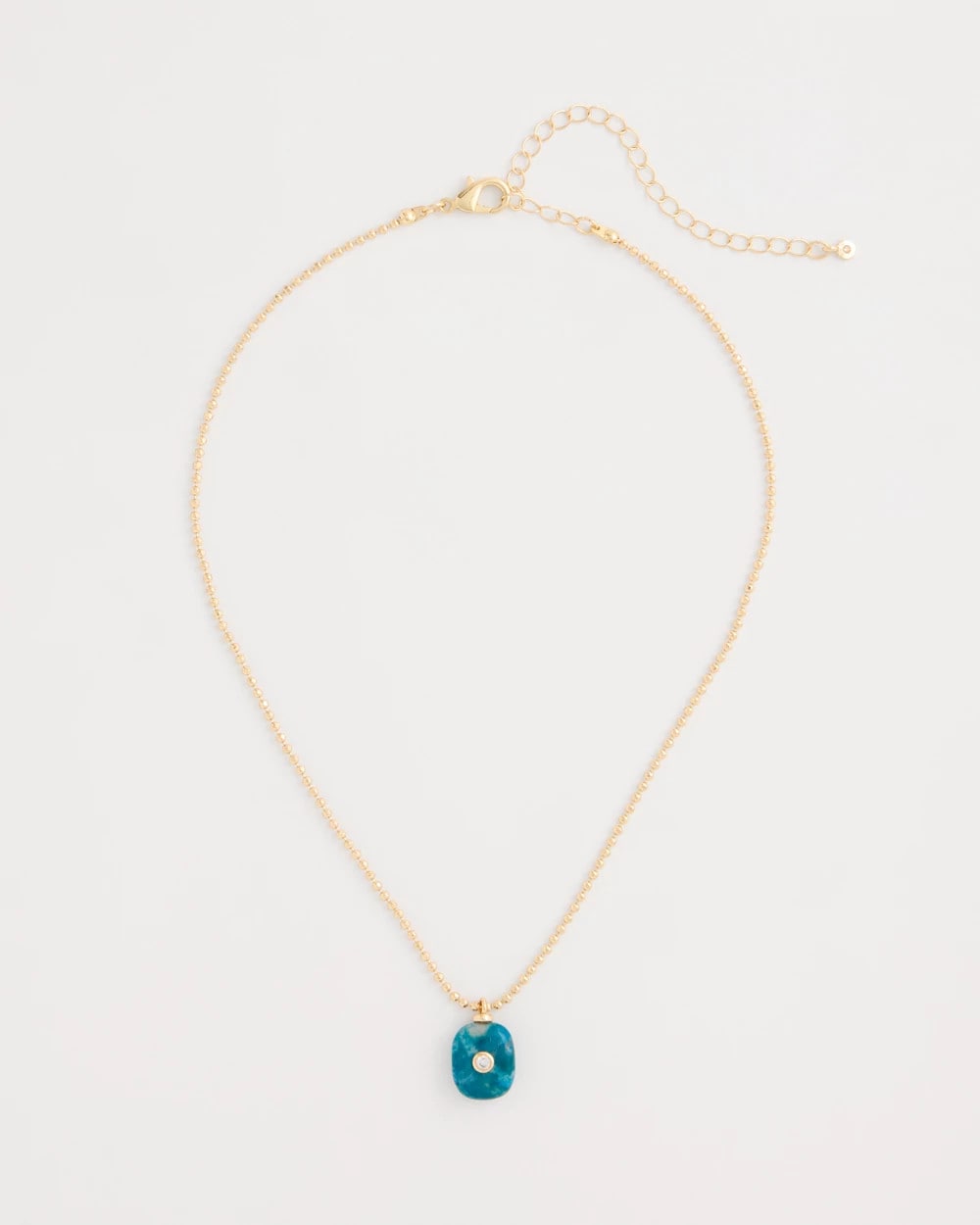 Teal Genuine Jade Stone Pendant Necklace