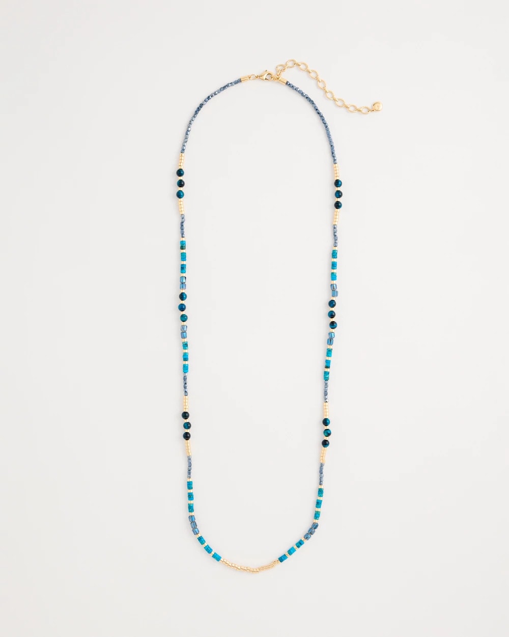 Teal Genuine Stone Beaded Long Necklace
