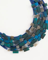 Blue Multi Chico's Originals Resin Square Corded Necklace