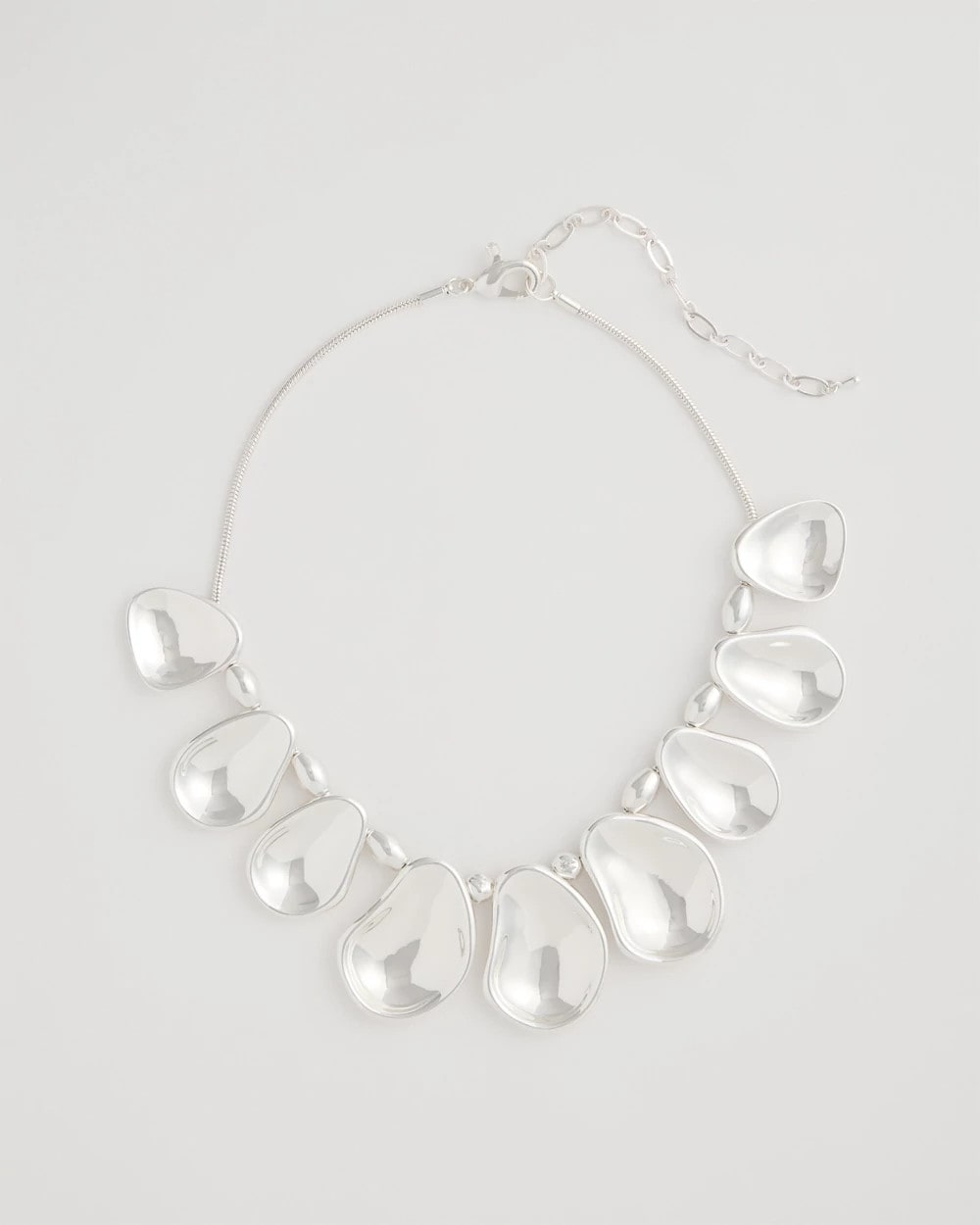 Silver Shiny Silvertone Bib Necklace