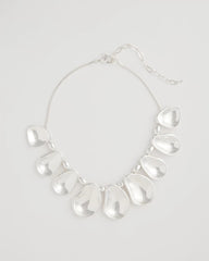 Silver Shiny Silvertone Bib Necklace