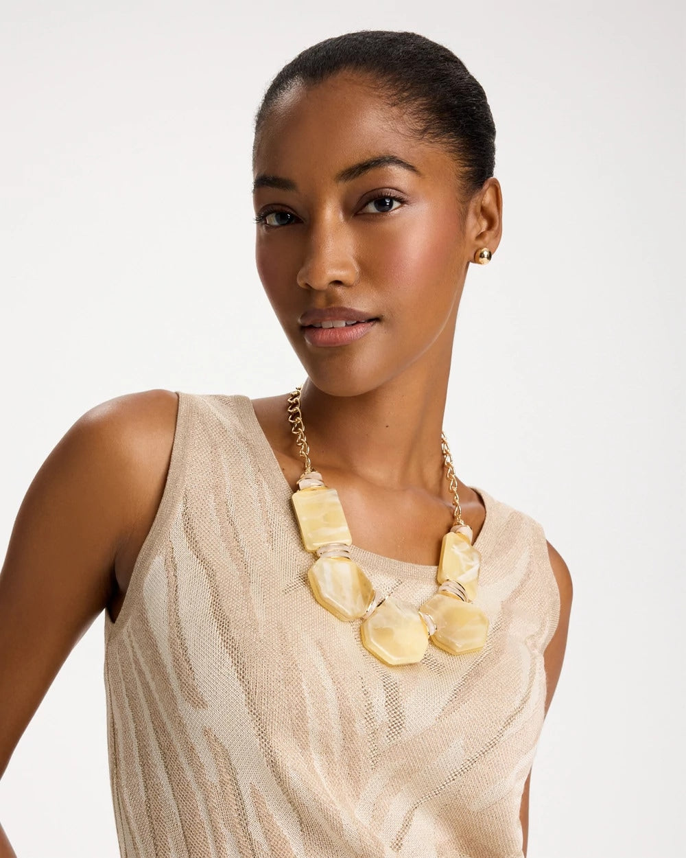 Neutral Chico's Originals Neutral Stone Bib Necklace
