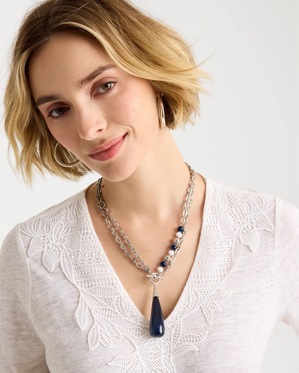 Blue Siren Teardrop Pendant Necklace