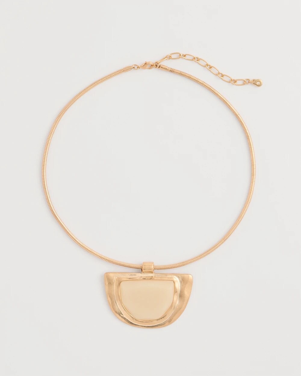 Gold White Enamel Collar Necklace