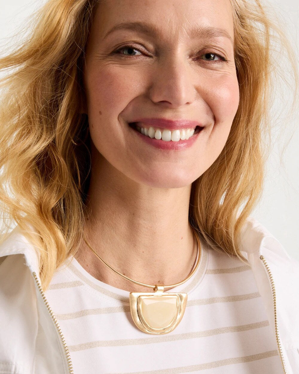 Gold White Enamel Collar Necklace