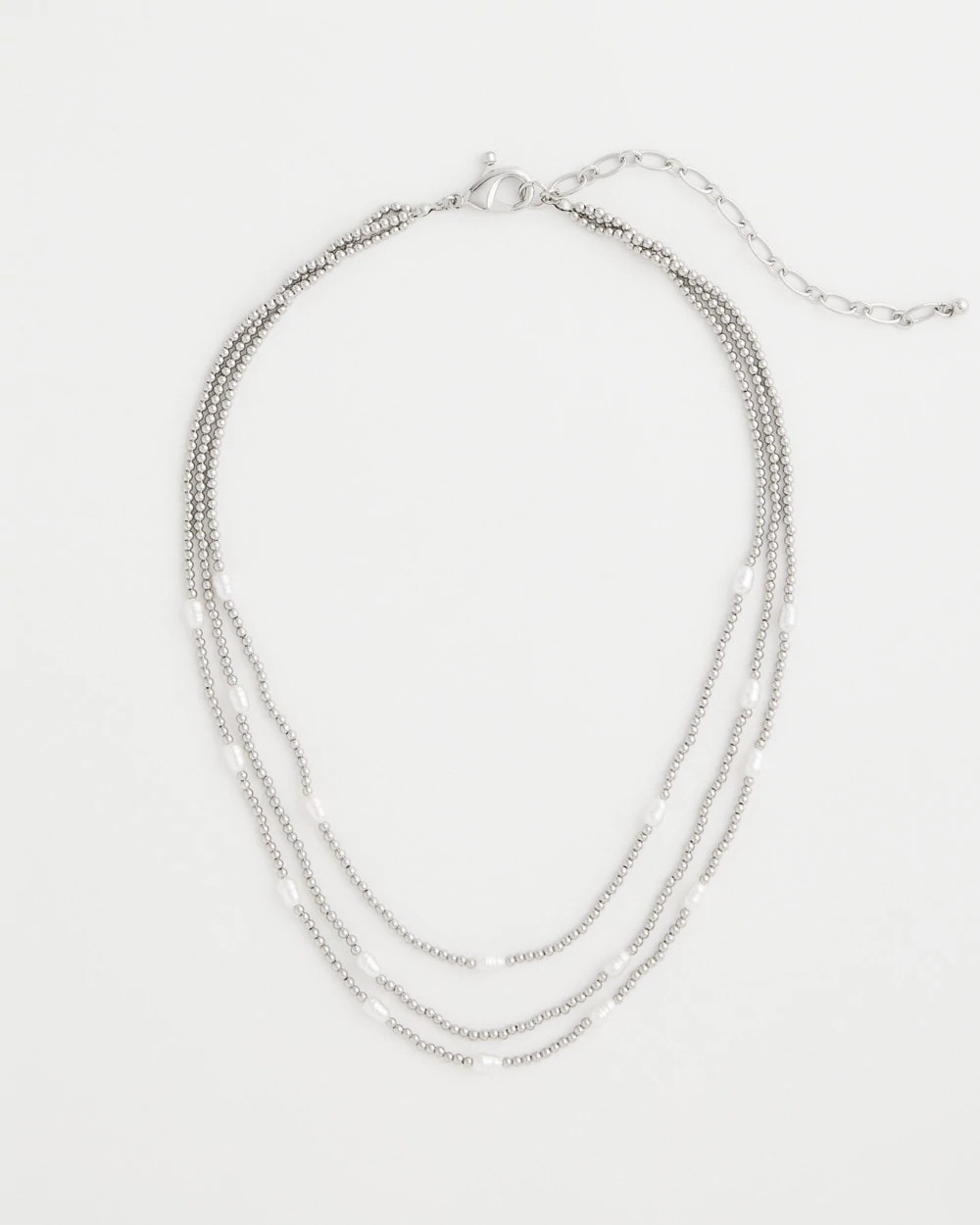 Silver Pearlescent Bead Ball Short Necklace