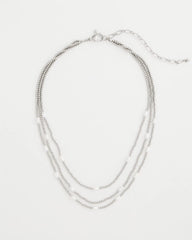 Silver Pearlescent Bead Ball Short Necklace