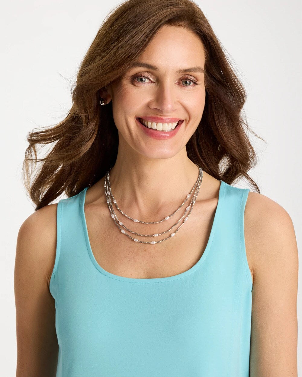 Silver Pearlescent Bead Ball Short Necklace