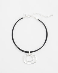 Silver Silver Tone Rings Pendant Necklace