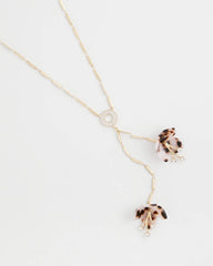 Neutral Tortoise Spider Lily Y-Necklace