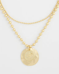 Gold Short Gold Ball Chain Pendant