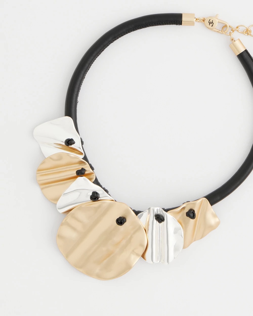 Mixed Metals Crinkle Mixed Metal Bib Necklace