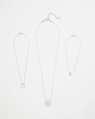Silver Silver Triple Pendant Necklace